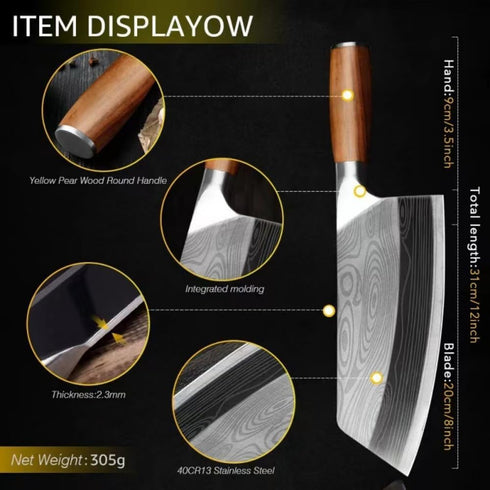 MUDHEN Cleaver Knife, 7" Vegetable Cleaver, Superior Class Stainless Steel Kitchen Knife with Gift Box