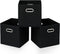 Black Fabric Storage Bins, 11X11X11 Cubes with Dual Handles, Foldable Set of 3 for Closet