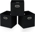 Black Fabric Storage Bins, 11X11X11 Cubes with Dual Handles, Foldable Set of 3 for Closet