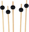 BambooMN Decorative Ball End Cocktail Picks, 4.7" Black, 100 pcs for Events and Parties