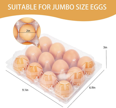 60Pack 1 Dozen Commercial 3x4 Duck Egg Cartons Cheap Bulk Jumbo Egg Cartons Extra Large Egg Containers for Home Ranch