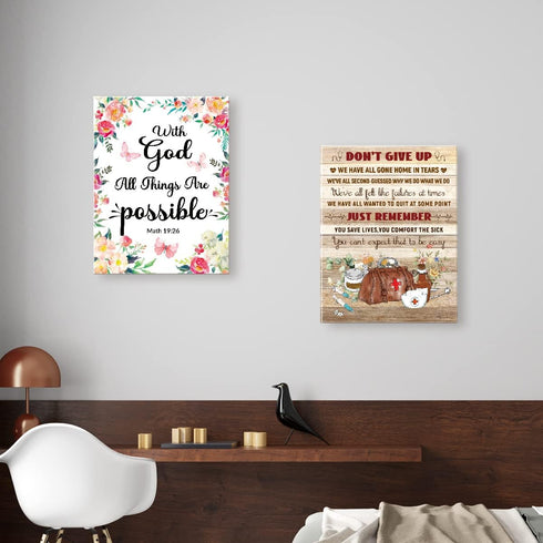 LISTNGBO 11x15 Nurse Office Wall Decor,Don't Give Up Wall Art Canvas Framed,Nurses Week Decoration Nurses Day