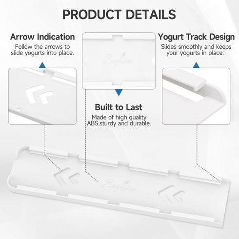 4 3.75 Inch (White,2 Pack) Sophico Yogurt Organizer for Fridge, Capacity Yogurt Sliders for Refrigerator, Yogurt Holder