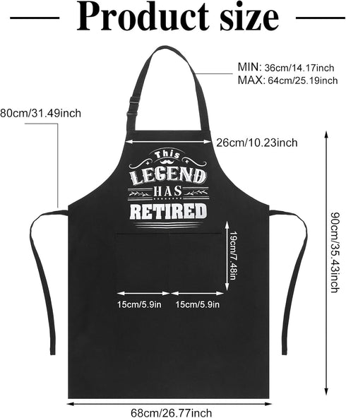 This Legend Has Retired Apron Funny BBQ Apron with 2 Pockets Waterproof Dad Cooking Apron for Cooking Grilling Kitchen, Retirement Gifts for Men Women
