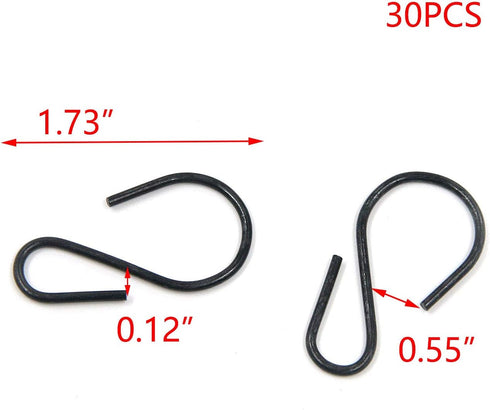T Tulead 1.73" Length S Hooks, Iron Hanging Hooks Connectors, S-Shaped Hook Hangers, Pack of 30