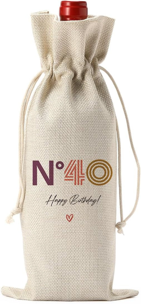 Happy 40th Birthday Wine Bag, Unique Gifts for Women & Men, Cool 40 Year Old Birthday Party Decorations
