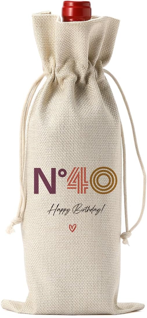 Happy 40th Birthday Wine Bag, Unique Gifts for Women & Men, Cool 40 Year Old Birthday Party Decorations