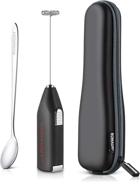 Electric Milk Frother Drink Mixer, ROMAUNT Handheld Electric Battery Operated Frother, Stainless Steel Foam Maker