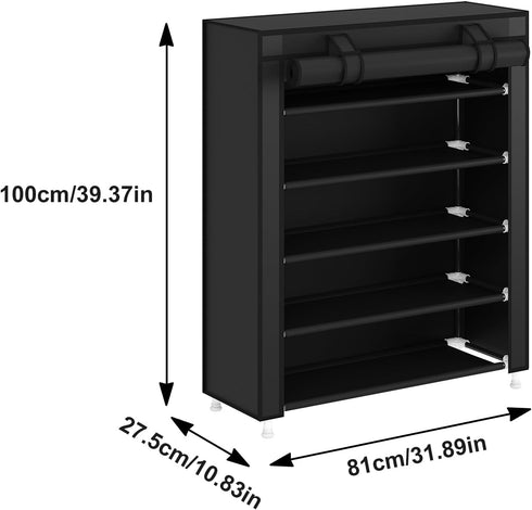 5-Tier 20-25 Closet Laiensia Vertical Shoe Rack Organizer, Space Saving Shoe Storage Organizer, Non-Woven Cover Shoe