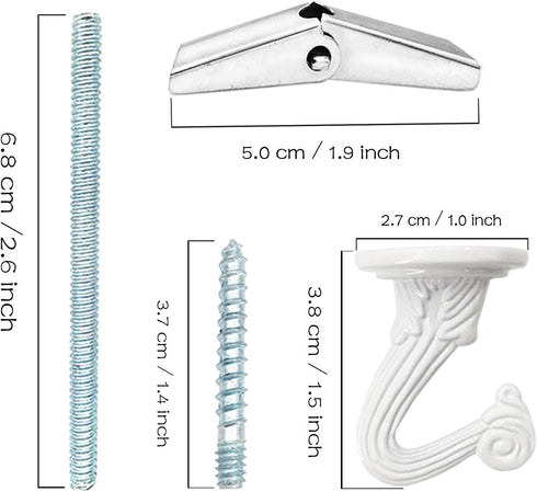 GoodtoU 10 Sets Heavy Duty Ceiling Hooks with Hardware for Hanging Plants, Ceiling Installation, Cavity Wall Fixing -