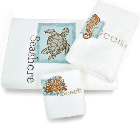 LIlianna Starfish and Seashell 3 Piece Towel Set 100% Cotton | 1 Bath