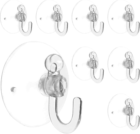 Piutouyar 20Pcs Clear Suction Cup Hooks 30mm/1.2" Transparent Suckers for Window Wall Bathroom Kitchen Hook