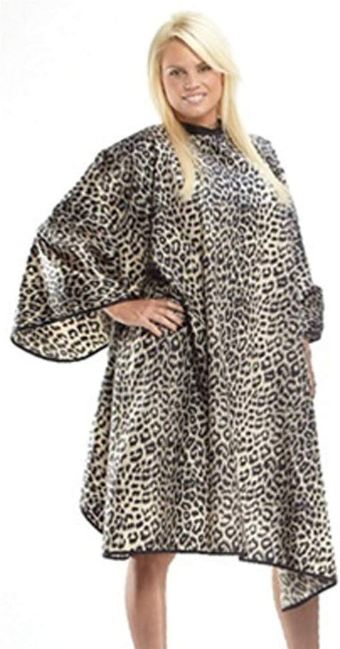 CATWALK CAPE Animal Print Client Cape for Hair Stylist with Snap Neck Closure, Stain and Water Resistant