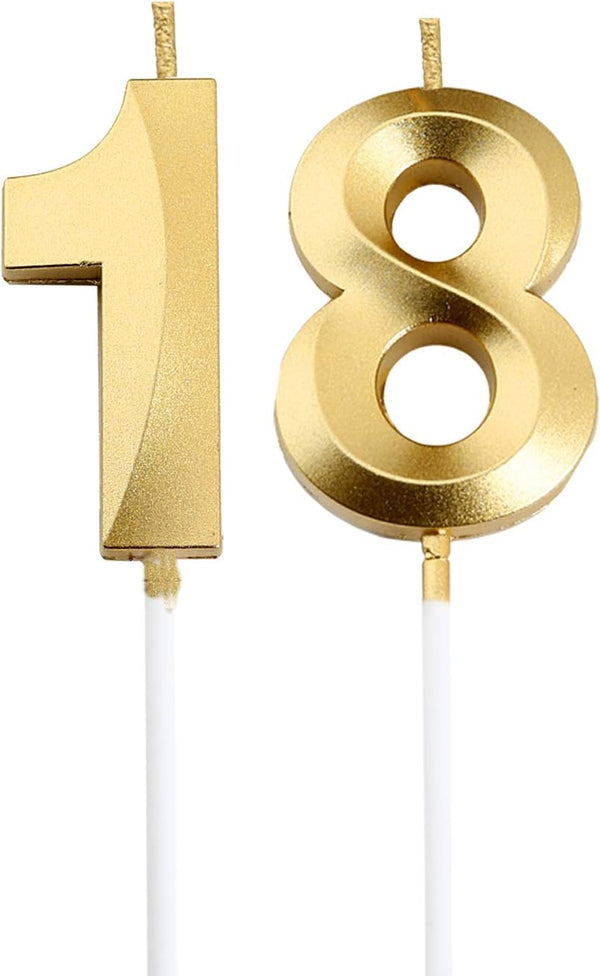 Gold Number 18 Cake Topper for 18th Birthday Decorations Party