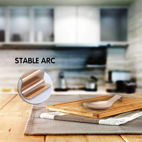 Stainless Steel Rose Gold Spoon Rest for Kitchen Counter, Cooking Utensil Rest, Ladle Holder for Stove Top, Dishwasher