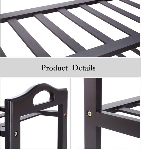 O-NINE 4-tier Bamboo Shoe Rack, Shoe Shelf with Handle, Open Storage Shelf Organizer, Flower Stand for Entryway