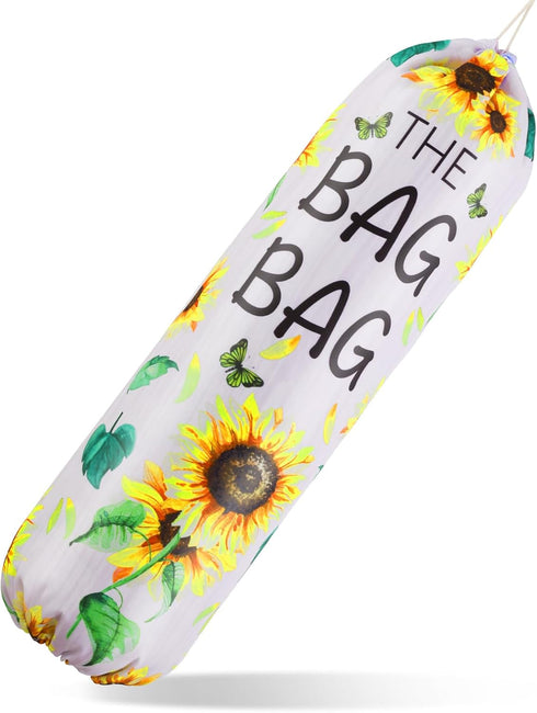 Aysatogc Plastic Bag Holder, Sunflower Kitchen Dispenser Holders Reusable Washable Trash Garbage Bag