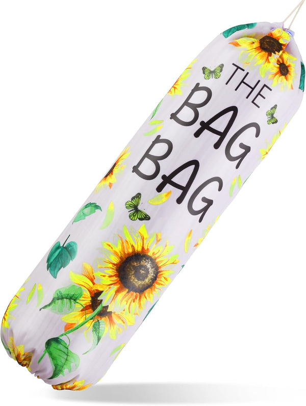 Aysatogc Plastic Bag Holder, Sunflower Kitchen Dispenser Holders Reusable Washable Trash Garbage Bag