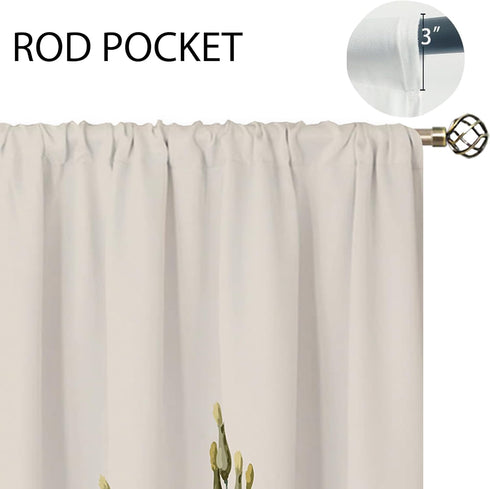 2 42Wx45H Inch Vintage Mushroom Window Curtains Leaves Botanical Rod Pocket Rustic Boho Mushroom Beige Curtain Drapes