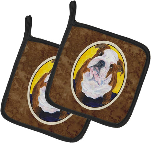 Caroline's Treasures SS8415PTHD English Bulldog Pot Holders Set, Heat Resistant Kitchen Oven Hot Pads, 7.5 x 7.5