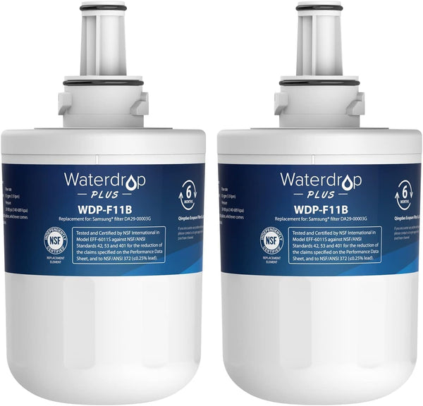 Waterdrop Plus DA29-00003G NSF Certified Refrigerator Water Filter, Replacement for Samsung DA29-00003G, 2 Filters