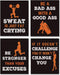 Sports Art Print Set of 4, Inspirational Fitness Quote Wall Art, Motivational Bodybuilding Phrases, Gym Training Decor