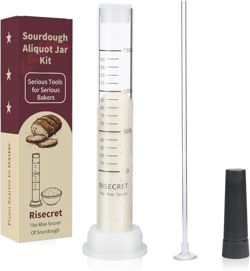 Risecret Sourdough Aliquot Jar Set with Pump and Stand, Dough Rise Measuring Tube