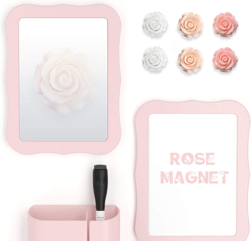 15 pcs Cute Flower Fridge Magnets, Pink Rose Magnets for Kitchen, Office, and School