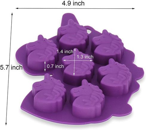 Fewo 2Pcs Mini Unicorn Head Ice Cube Tray, Silicone Molds Set for Chocolate, Candy, Cake, Cupcake Baking