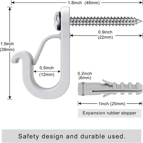 Dolibest 40 Pack Q-Hanger Hooks for Home Christmas Lights, String Light Hooks with Safety Buckle Design for Outdoor