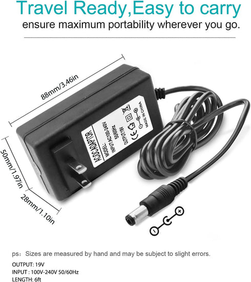 19V AC DC Charger Power Cord for Eufy RoboVac 11S 12 15C 25C 30C 35C, Compatible with Various Robot Vacuums