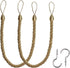 BEL AVENIR Curtain Tiebacks, Handmade Holdbacks with 2 Metal Screw Hooks - Golden (2 Pack)