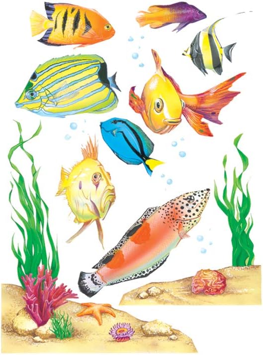 Eureka Classroom Decorations Window Clings, Fish Wall Decals, 14 Pc