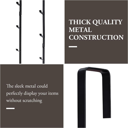 MyGift Black Metal Over The Door Hooks, Heavy Duty Hanger for Hats, Coats, Scarves, Set of 2
