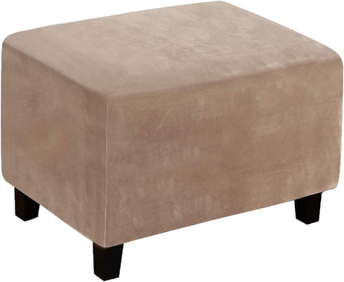 Ottoman Cover, Stretch Rectangle Velvet Ottoman Slipcovers of Foot Stool for Living