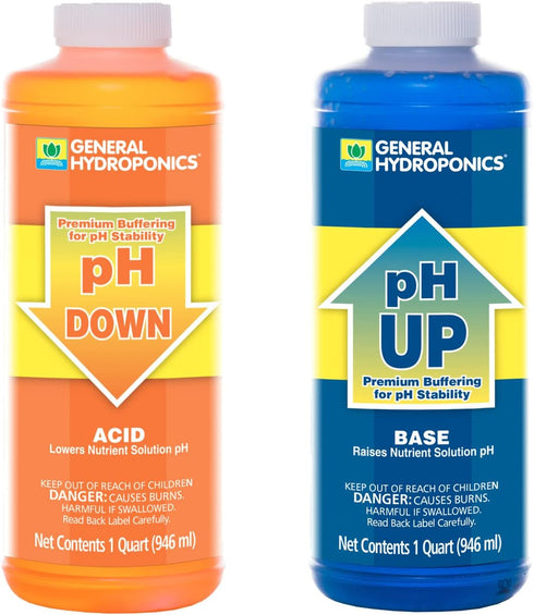 General Hydroponics pH Up and pH Down Liquids - Stabilize Nutrient pH