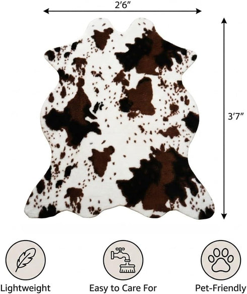 2'6''3'7'' MustMat Cow Print Rug,Faux Cowhide Area Rug for Bedroom,Nursery,Living Room,Western Party Decorations