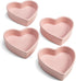 Paris Hilton Heart Shaped Ramekin Set, Mini Ceramic Baking Dishes, 4-Piece Oven Safe, Pink