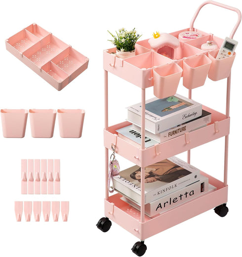 danpinera Slim Storage Cart, 3 Tier Narrow Rolling Cart on Wheels Bathroom