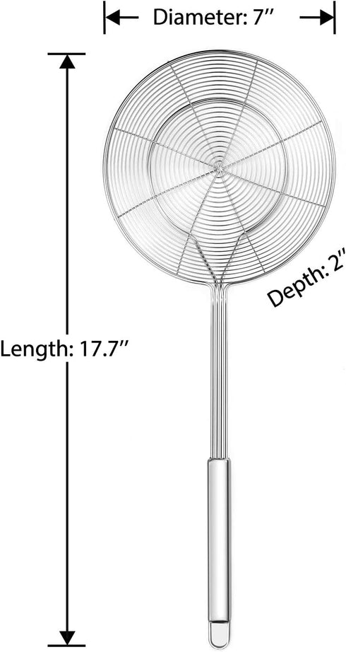 Hiware Solid Stainless Steel Spider Strainer Skimmer Ladle, 7 Inch Kitchen Utensils Wire Strainer Pasta Spoon