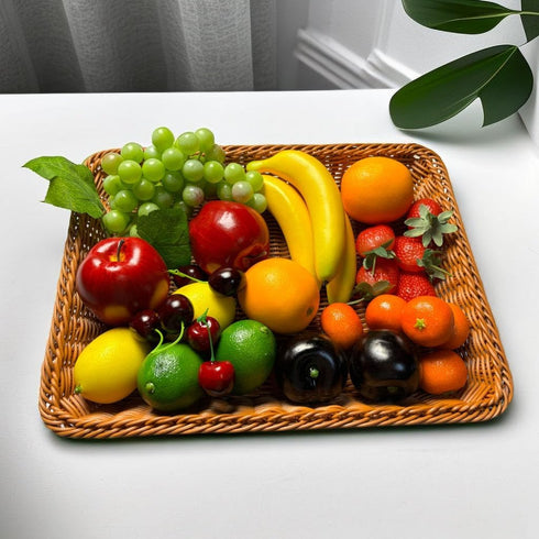 Generic 27pcs Fake Mixture Fruits for Home Decor Artificial Fruit Decorations Faux Artificial Lemon Grapes Banana