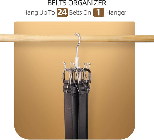 ZEDODIER Belt Hanger, Belt Organizer for Closet, Keeping Belts Visible and in Good Condition, Hanging Tie Rack Holder, Closet Organizers and Storage, Silver by ZEDODIER