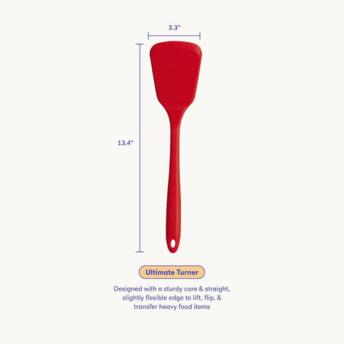GIR Premium Silicone Ultimate Turner, Non-Stick Heat Resistant Turner for BBQs, 13 IN, Red