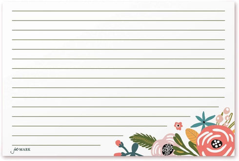 Jot & Mark Floral Recipe Cards 4x6 | Double Sided Thick Cardstock, 50 Count (Garden Floral) by Jot & Mark