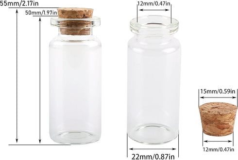 MaxMau 24PCS 10ml Glass Bottles Mini Vials with Cork Stoppers for DIY Decoration and Wedding Favors
