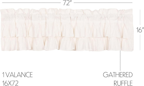 Simple Life Flax Antique White Farmhouse Valance, 16"x72", Cotton Linen Blend with Rod Pocket and Hanging Loops