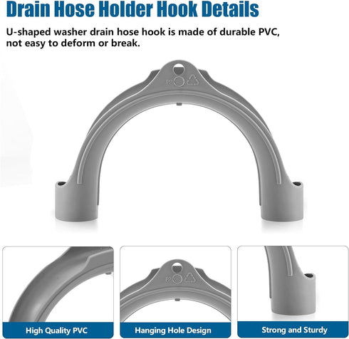 Washing Machine Drain Hose Holder Hook, U Shaped Drain Hose Hook for Washer Dishwasher Drain Hose U Bend