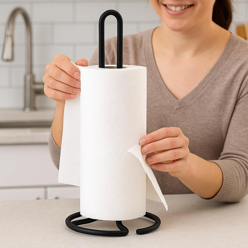 Creative Home Heavy Duty Iron Wire Paper Towel Holder, Kitchen Towel Stand for Dining Table, Black