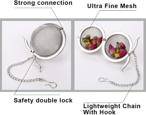 2Pcs Stainless Steel Tea Ball, 2.04 Inch Mesh Tea Infuser Strainers for Loose Leaf Tea and Seasoning