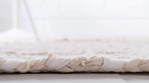 Unique Loom Braided Chindi Collection Area Rug - Layer, Ivory/Beige (2' x 3' 1" Rectangle)
